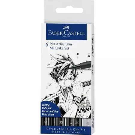 Set de stylos à dessin Faber-Castell Pitt Manga 6 stylos, - Mangaka Set de stylos à dessin Faber-Castell Pitt Manga 6 stylos, - Mangaka