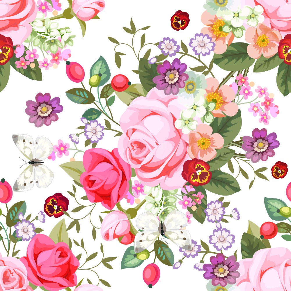 Jersey à motifs 145 cm - Roses - Violet/Blanc Jersey à motifs 145 cm - Roses - Violet/Blanc