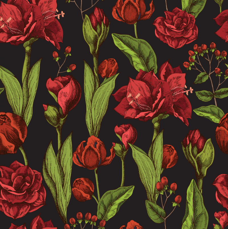 Jersey à motifs Amaryllis - Noir Jersey à motifs Amaryllis - Noir
