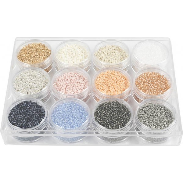 Perles de rocaille - couleurs ternes - 12 x 15 g