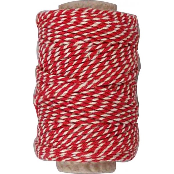 Cordon en coton - rouge/blanc - 50 m