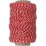 Cordon en coton - rouge/blanc - 50 m