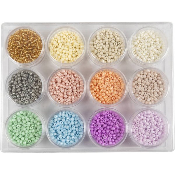 Perles de rocaille - couleurs pastel - 12 x 17 g