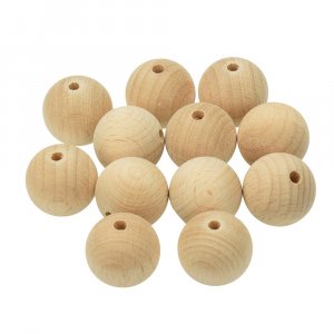 Boules en bois non traité avec demi-trous - 4mm 12 pièces Boules en bois non traité avec demi-trous - 4mm 12 pièces