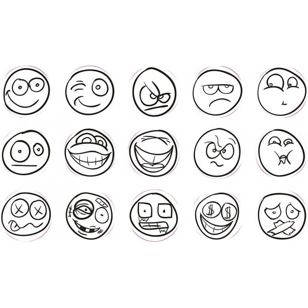 Set de tampons Deco Art - smiley - 15 pcs Set de tampons Deco Art - smiley - 15 pcs