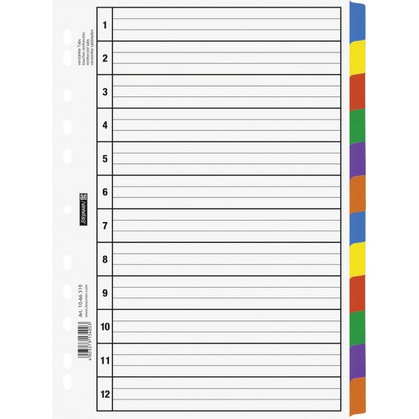 Index pour classeur à anneaux - A4 isorel - 10 onglets