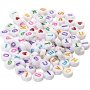 Perles lettres - Blanc/couleurs mlanges - 7 mm - env.