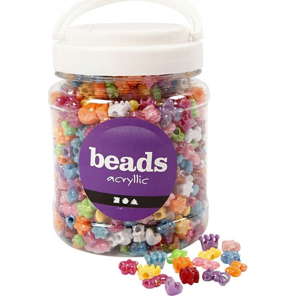 Perles en plastique - couleurs fortes - transparentes - 700 ml