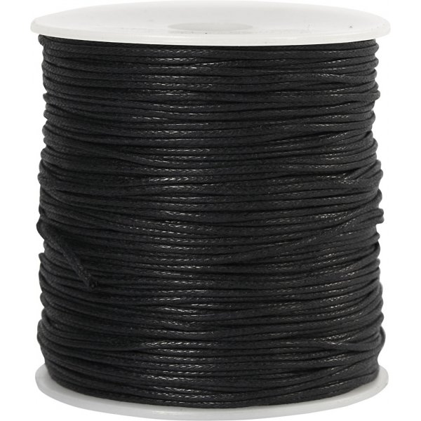 Cordon coton - noir - 100 m - 1 mm