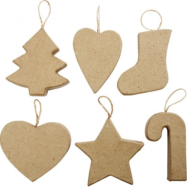 Décorations de Noël - papier mâché - 6 pcs