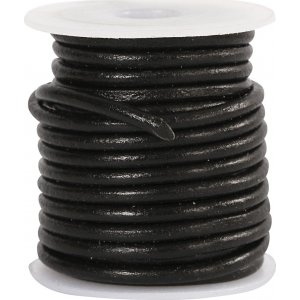 Cordon en cuir - noir - 3 mm - 5 m Cordon en cuir - noir - 3 mm - 5 m