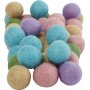 Perles de laine - couleurs pastel - 64 pcs