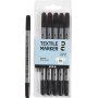 Marqueurs textiles - noirs - 6 pcs