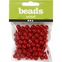 Perles en bois - 10 mm - rouge - 20 g
