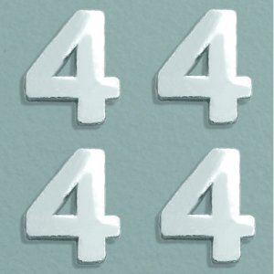 Décoration en cire numéro 8 mm - argent brillant 4 pcs. 4 Décoration en cire numéro 8 mm - argent brillant 4 pcs. 4