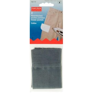 Poches de pantalon 1/2 thermocollant coton gris 2 pcs Poches de pantalon 1/2 thermocollant coton gris 2 pcs
