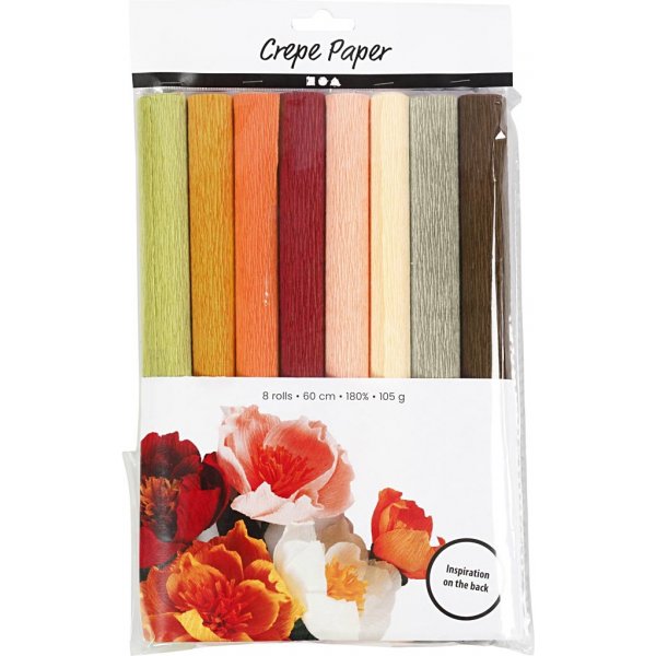 Papier crpon - couleurs ternes - 8 feuilles