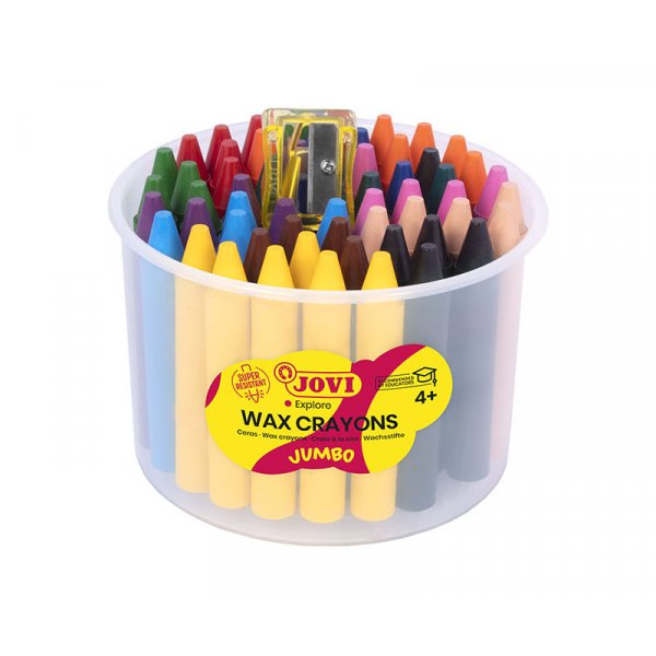 Le crayon de cire - Jovi - Pot de 60 crayons de cire jumbo + taille-crayon