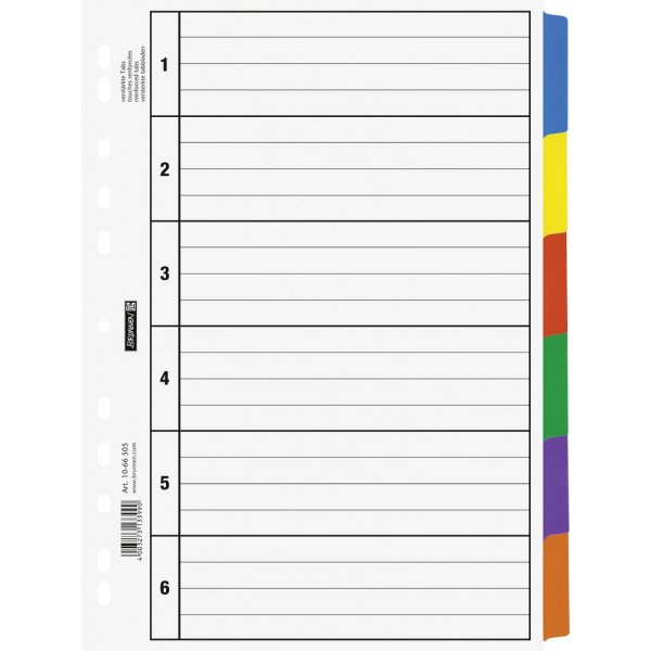 Index pour classeur  anneaux - A4 isorel - 5 onglets