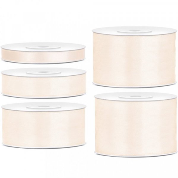 Ruban satin - 25 m - Blanc crme clair