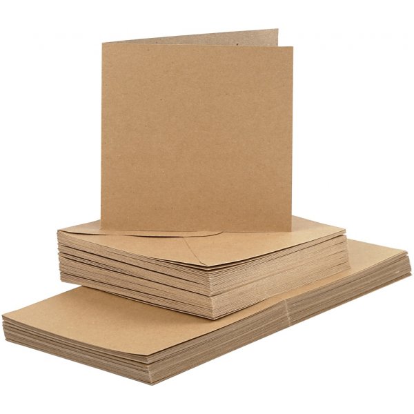 Cartes et enveloppes - naturel 16 x 16 cm - 50 sets Cartes et enveloppes - naturel 16 x 16 cm - 50 sets