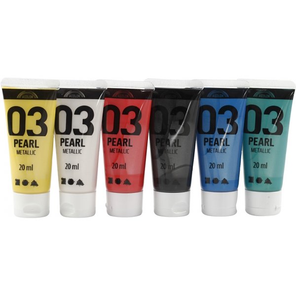 Peinture scolaire Acrylique - Mtallis - couleurs standards - mtallis - 6 x 20 ml