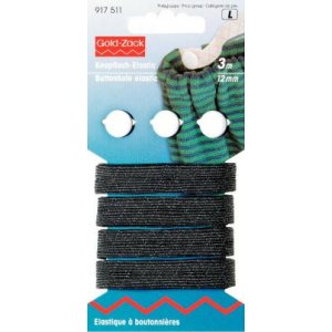 Elastique boutonnière avec 3 boutons 12 mm noir 3 m Elastique boutonnière avec 3 boutons 12 mm noir 3 m