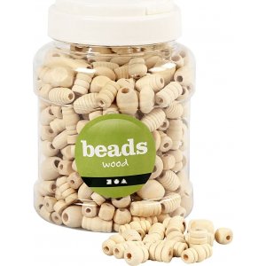 Perles en bois - Ø5-28 mm - 400 ml Perles en bois - Ø5-28 mm - 400 ml