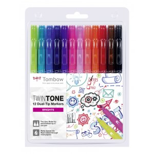 Tombow TwinTone Bright 0,3/0,8 mm, paquet de 12 Tombow TwinTone Bright 0,3/0,8 mm, paquet de 12