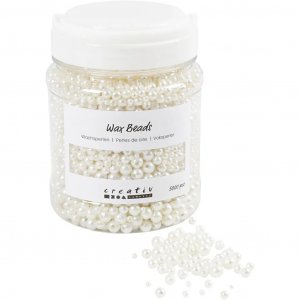 Perles de cire m�lange nacre - Blanc