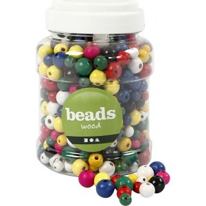 Perles en bois - rondes - couleurs mélangées - 400 ml Perles en bois - rondes - couleurs mélangées - 400 ml