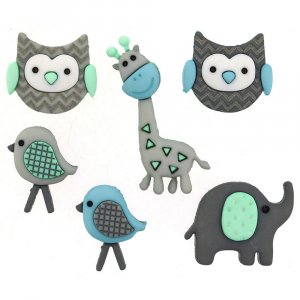 Boutons multicolores 15x20 - 20x35 mm - Jungle bébé Boutons multicolores 15x20 - 20x35 mm - Jungle bébé