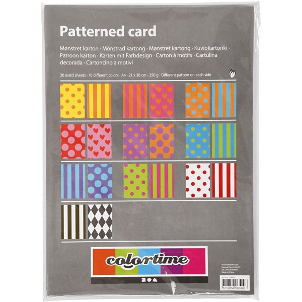 Carton à motifs - couleurs mélangées - A4 20 feuilles Carton à motifs - couleurs mélangées - A4 20 feuilles