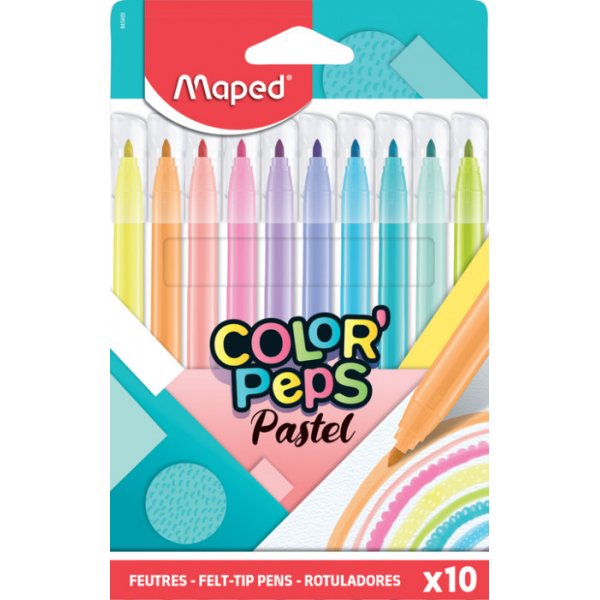 Set de crayons fibre - Maped - ColorPeps 10 crayons pastel