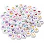 Perles lettres - Blanc/couleurs mlanges - 7 mm - env.