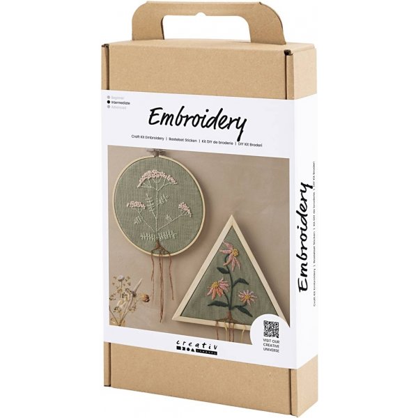 Kit DIY Broderie - vert poussireux - Cadres  broder