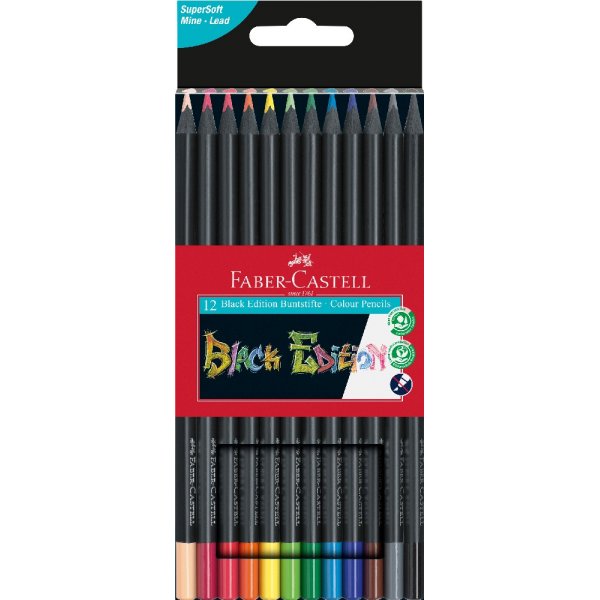 Crayons de couleur Black Edition - 12 couleurs