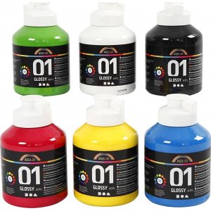 Peinture scolaire - Acrylique - couleurs primaires - brillante - 6 x 500 ml Peinture scolaire - Acrylique - couleurs primaires - brillante - 6 x 500 ml