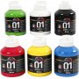 Peinture scolaire - Acrylique - couleurs primaires - brillante - 6 x 500 ml