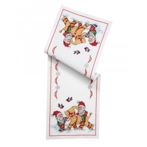 Kit de broderie Runners - Pères Noël sur une chèvre de Noël Kit de broderie Runners - Pères Noël sur une chèvre de Noël