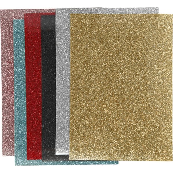 Tissu  repasser - couleurs mlanges - paillettes - A5 - 6 feuilles