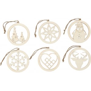 Décorations de Noël avec cordon de suspension - Ø8 cm - 6 pcs Décorations de Noël avec cordon de suspension - Ø8 cm - 6 pcs