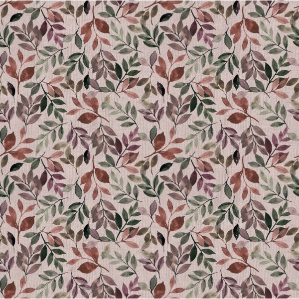 Tissu cir textile feuilles lin/multi