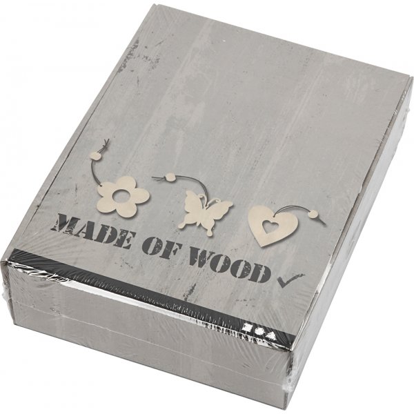 Décorations en bois - Fleurs - papillons - coeurs - 200 pcs Décorations en bois - Fleurs - papillons - coeurs - 200 pcs