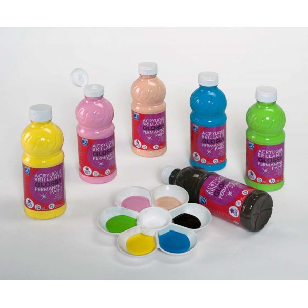 Couleurs scolaires L&B Peinture Acrylique Brillante 250 ml - 6 Couleurs