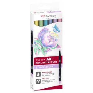 Lot de 6 feutres à double pointe Tombow ABT, teinte pastel Lot de 6 feutres à double pointe Tombow ABT, teinte pastel