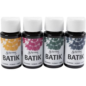 Peinture batik - bleu marine - vert - rose - jaune maïs - 4x50 ml Peinture batik - bleu marine - vert - rose - jaune maïs - 4x50 ml