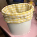 Image client Tissu coton Vichy Medium carrés - Jaune-Blanc - 147 cm