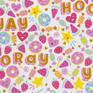 Papier cadeau - turquoise clair - Bonbons - fruits et beignets - 100 m Papier cadeau - turquoise clair - Bonbons - fruits et beignets - 100 m