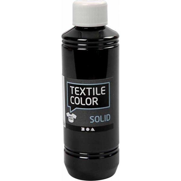 Peinture textile textile solide - noire - couvrante - 250 ml